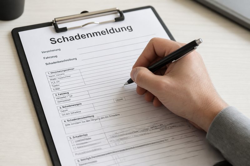 Schadenmeldung wird ausgefüllt